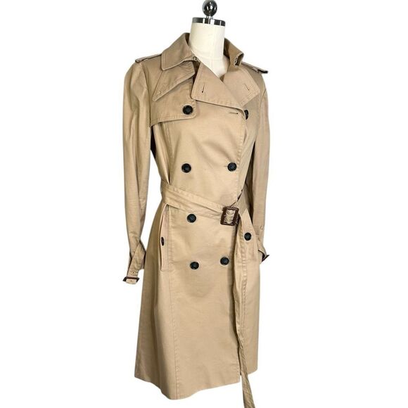 Ann Taylor Tan Twill Double Breasted Belted Trench Coat | MP - Picture 2 of 11